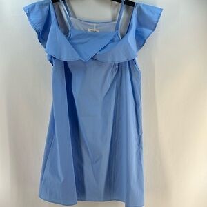 Adrienne Cotton Skinny Strap Ruffled Mini Dress, S